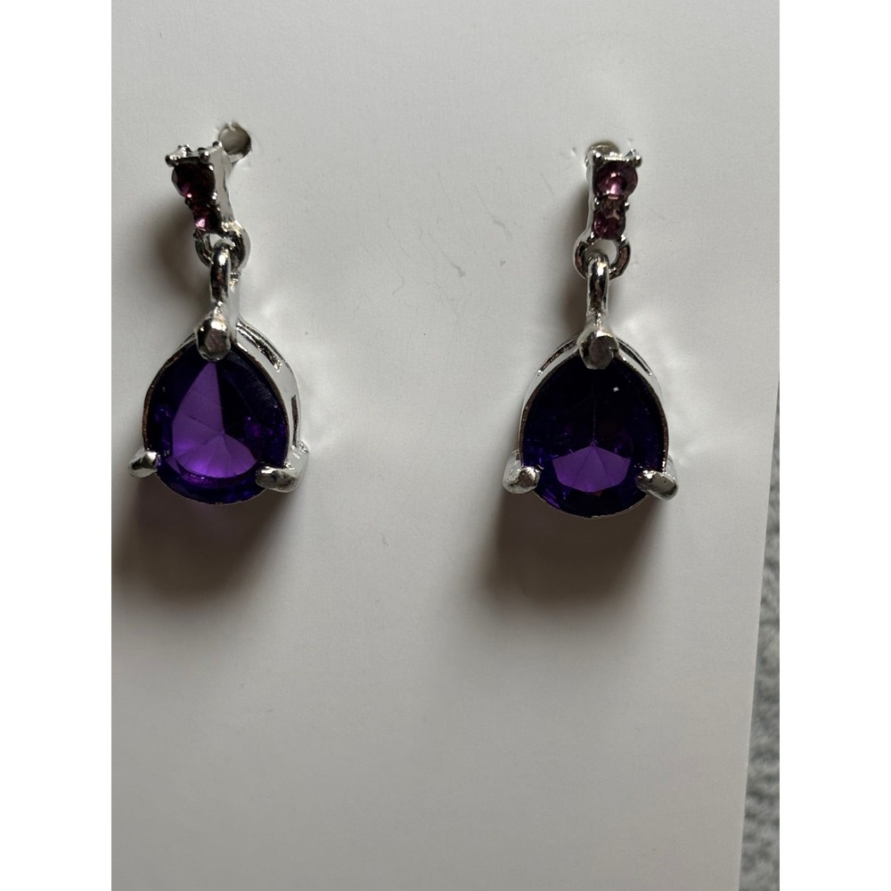 #34. Purple Genstone Drop Earrings
